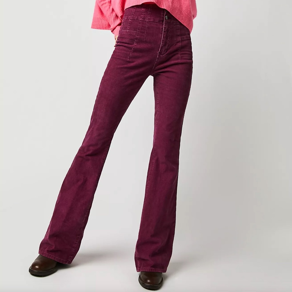 WE THE FREE Jayde Cord High Rise Flare Size 27 Pink NWT